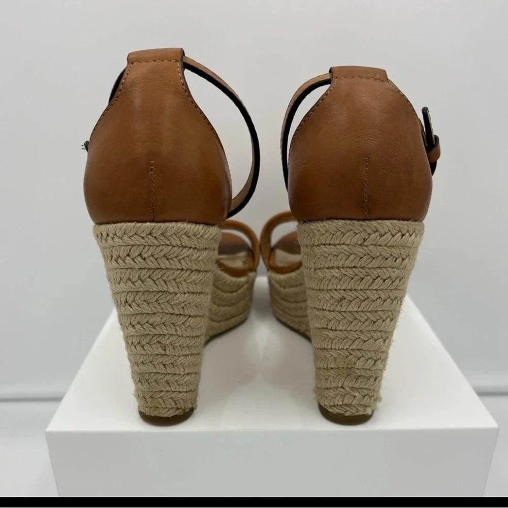 Coach Glinda Espadrille Platform Sandal -Size 7B, Brown Buckle Wedge - Picture 11 of 14